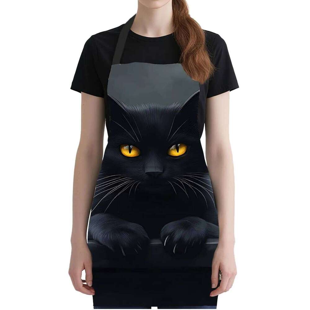 Funny Cat Women Men with Pockets, Adjustable Kitchen Chef Aprons for Cooking Cute Apron S260205