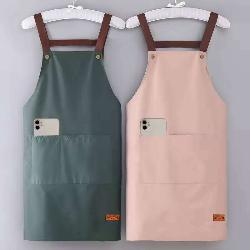 Kitchen Cooking Women Men Waterproof Oil-proof Apron Household Work Clothes with Pockets for Hotel Resturant Coffee Shop S260205