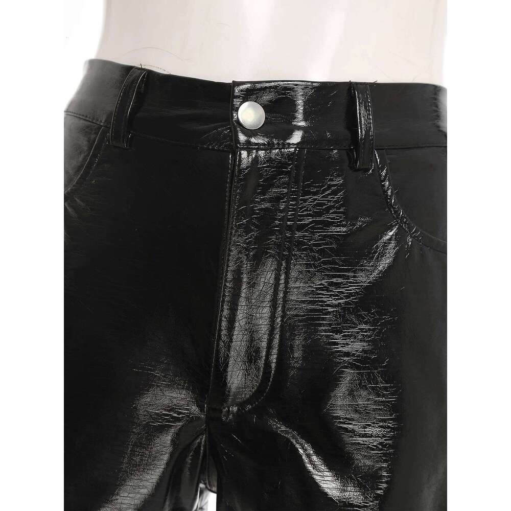 Womens Rivets And Belt PU Leather Pants Hot Shorts Slim Fit Short Bottoms Club Rock Music Festival Costume XJ260206