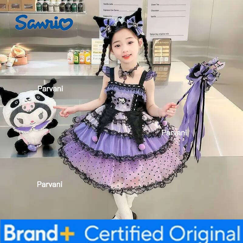 Sanrio s Kuromi Girls New Summer Kawaii Puffy Dress Princess Sweet Cute Clothes Fashion Versatile Loose Comfortable Birthday Gift H260206 - view 7
