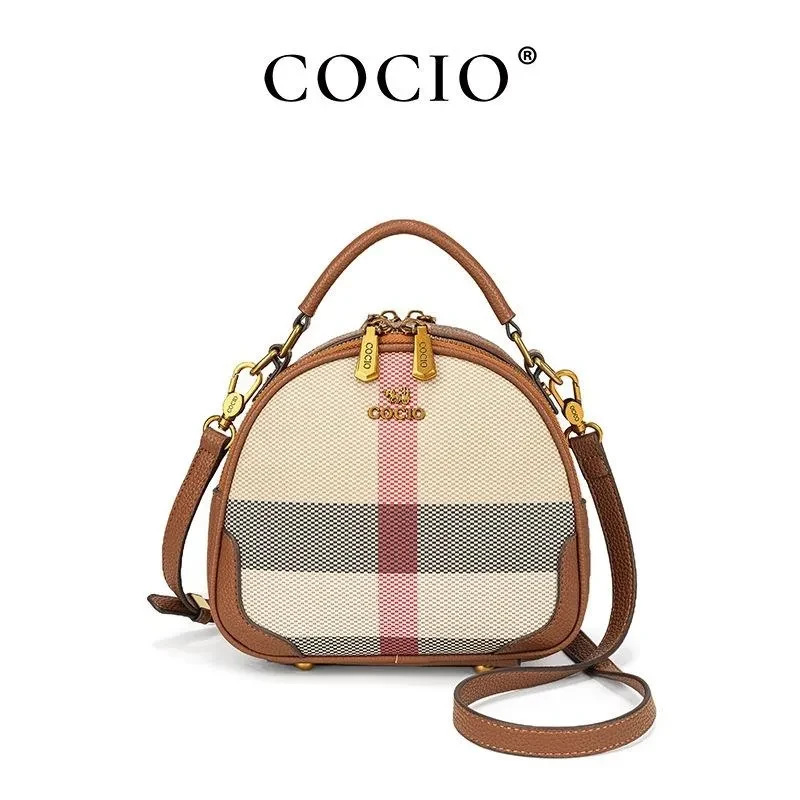 New design COCIO New style checkered handbag - simple and casual crossbody bag with stylish small round check pattern - free shipping