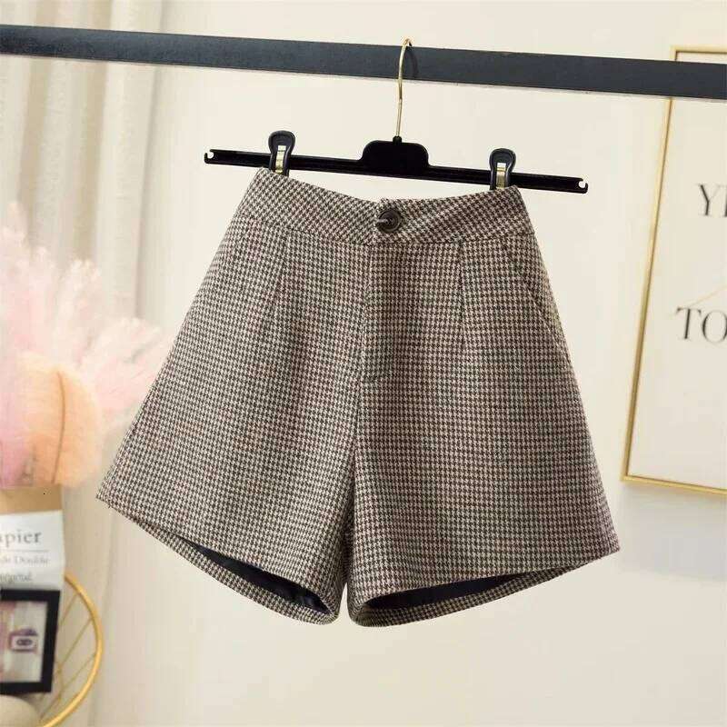 Shorts Women Retro Autumn Ulzzang Plaid Casual High Waist Basic with Lining Mujer Student New Collection All-match Streetwear H260206