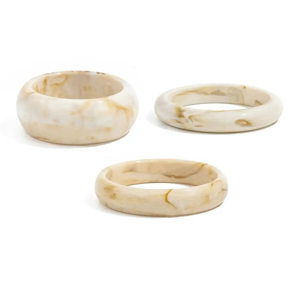 Ingemark 3PcsSet Vintage Beige Resin Bangles for Women on Hand 2025 Trend Boho Stacking Charm Bracelets Y2K Jewelry Gift 260120