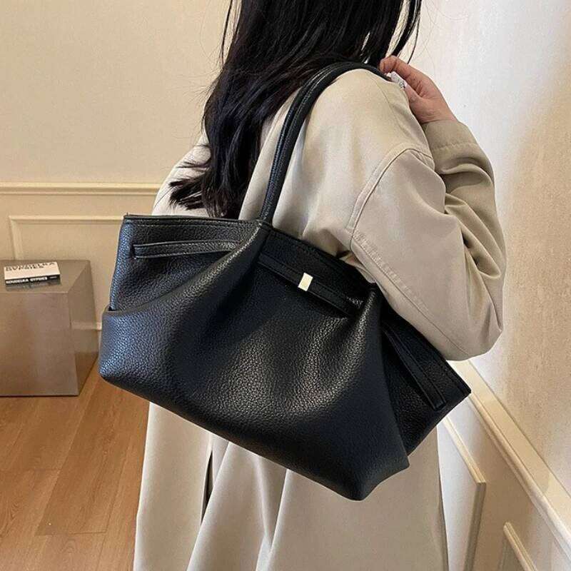2026 New Lychee Pattern Underarm Shoulder Bags For Women Soft PU Leather Large Capacity Mini Tote Bag Luxury Designer Handbags Y260205