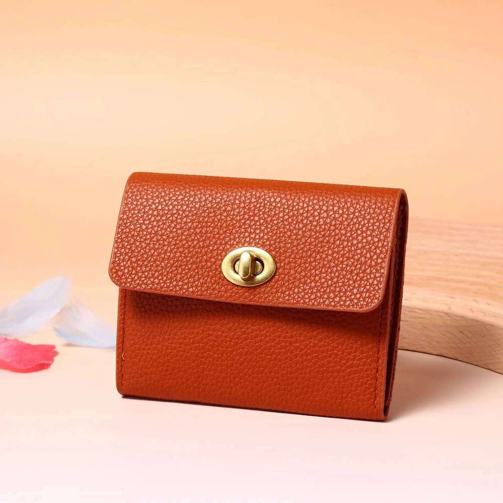 Fashionable and trendy clasp coin purse, solid color Korean style women's clutch bag, short style, student card holder. Y260206