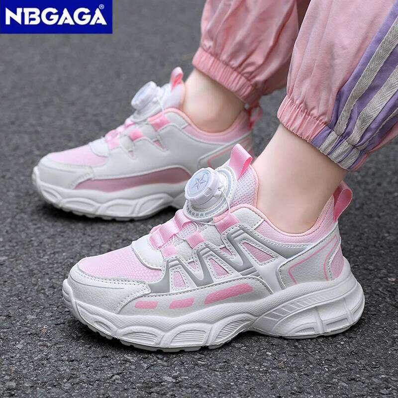 Girls Sports Lightweight Leather Kids Sneakers Casual Pink Fashion Children Anti-slip Walking Running Shoes 26Y0206