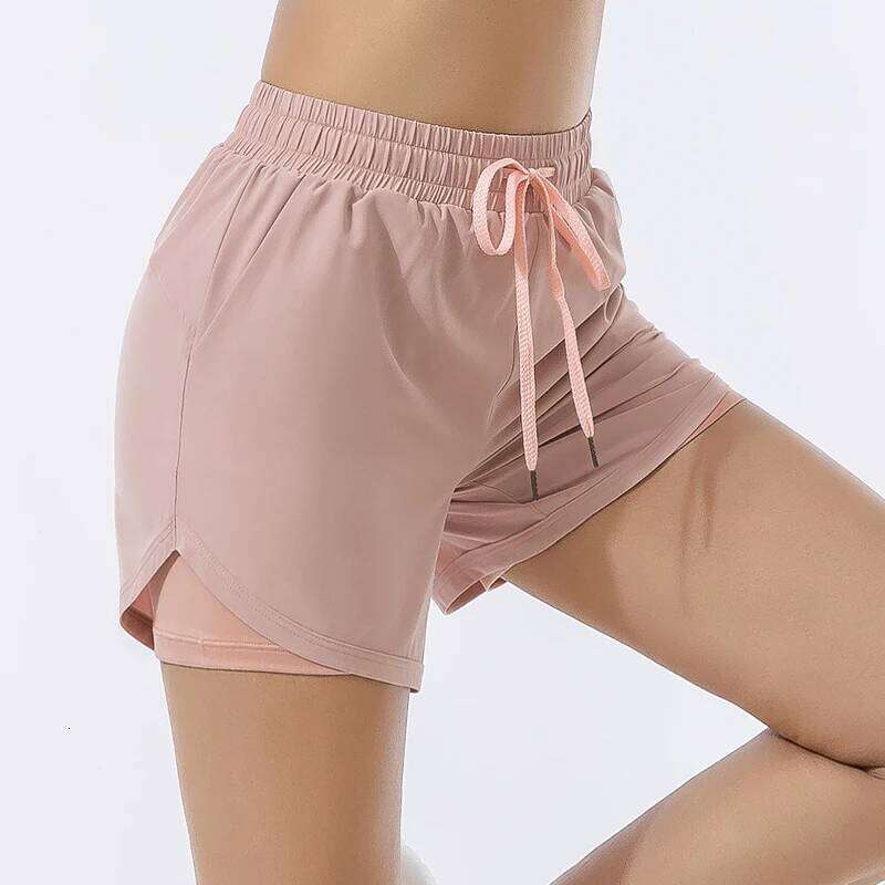 Loose sports shorts women's high-waisted double-layer anti-slip yoga fitness pants running fast dry training outside wearing hot XJ260206