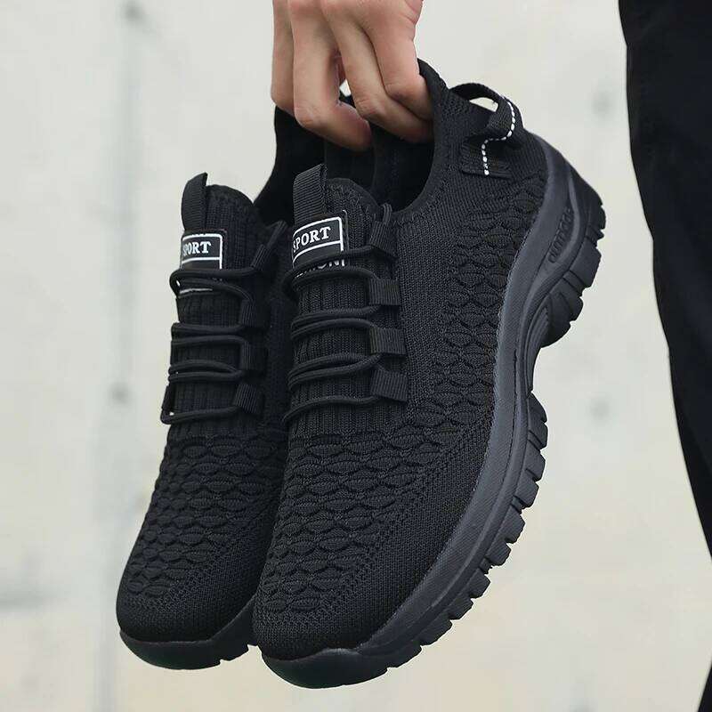Men's Knit Casual Running Anti Slip Breathable Soft Sole Outdoor Sneakers Lightweight Stylish Gym Training Walking Shoes