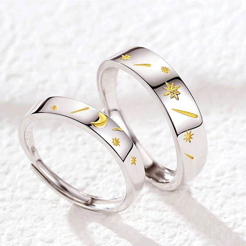 ANENJERY Silver Plated Couple For Lovers Heart Zircon Adjustable Ring Wedding Engagement Jewelry W260206