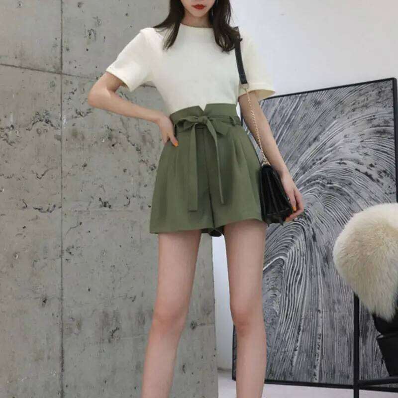 Shorts Womens Elegant Work Office High Waist Pleated Slim Fit Straight Minimalist Business Daily Black Gray White Beige Chic C260206