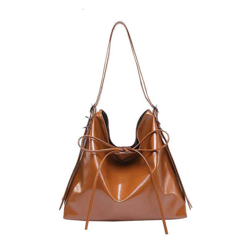 Vintage Large Capacity Tote Shoulder Bow Crossbody Bag for Women Fashionable Versatile Designer Bags Y260205