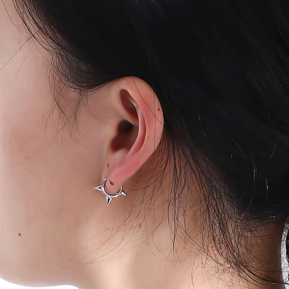 S925 Sterling Silver Simple Cone-shaped for Women Fashion Personality Punk Style Spike Stud Earrings