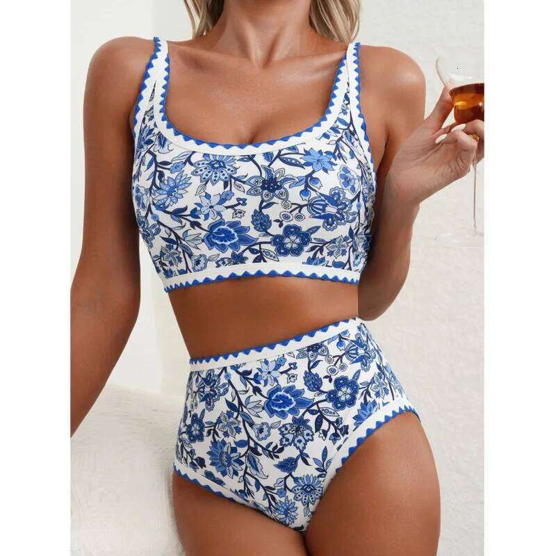 New Sexy Bikinis Print Swimsuits Women's Swimwear Push Up Female Beach Swim Wear Bathing Suits High Waist Bikini Set Pool Bather XJ260206