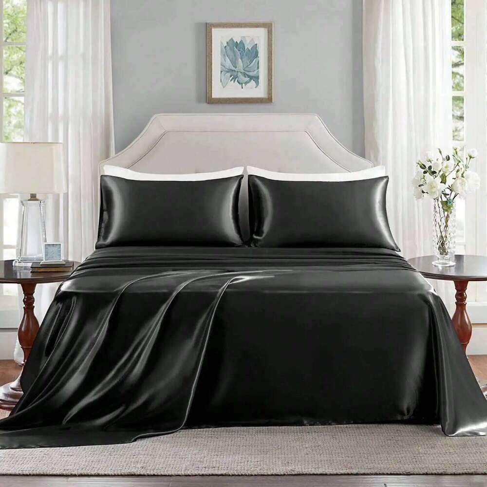 3/4Pcs Sheet Se Silky & Luxury Soft Deep Pocket Sheets Cooling Bed Set, 1 Fitted Sheet,1 Flat Sheet,1/2Pillowcase XJ260206