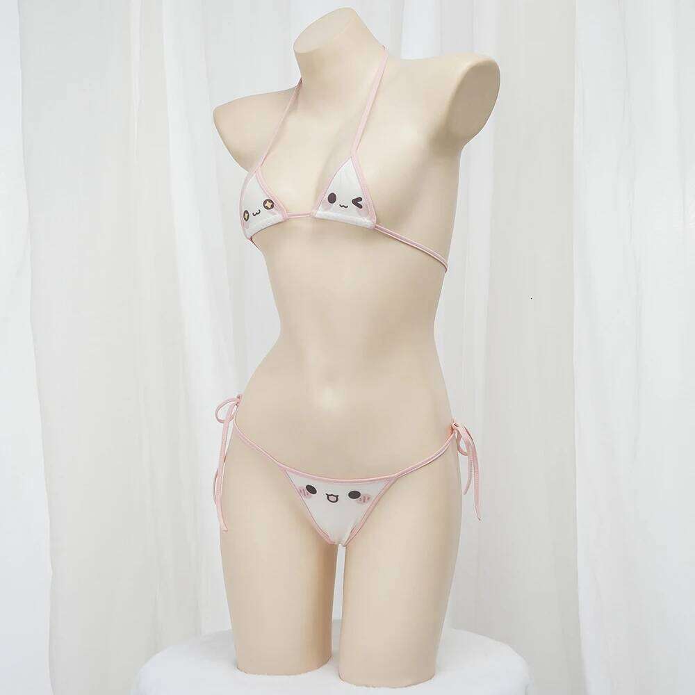 Cute Bikini 2025 Anime Kawaii Girl Cosplay Swimsuit Women Lace Up Bathing Suit Low Waist Bikinis Sets Beach Swimwear Z260206