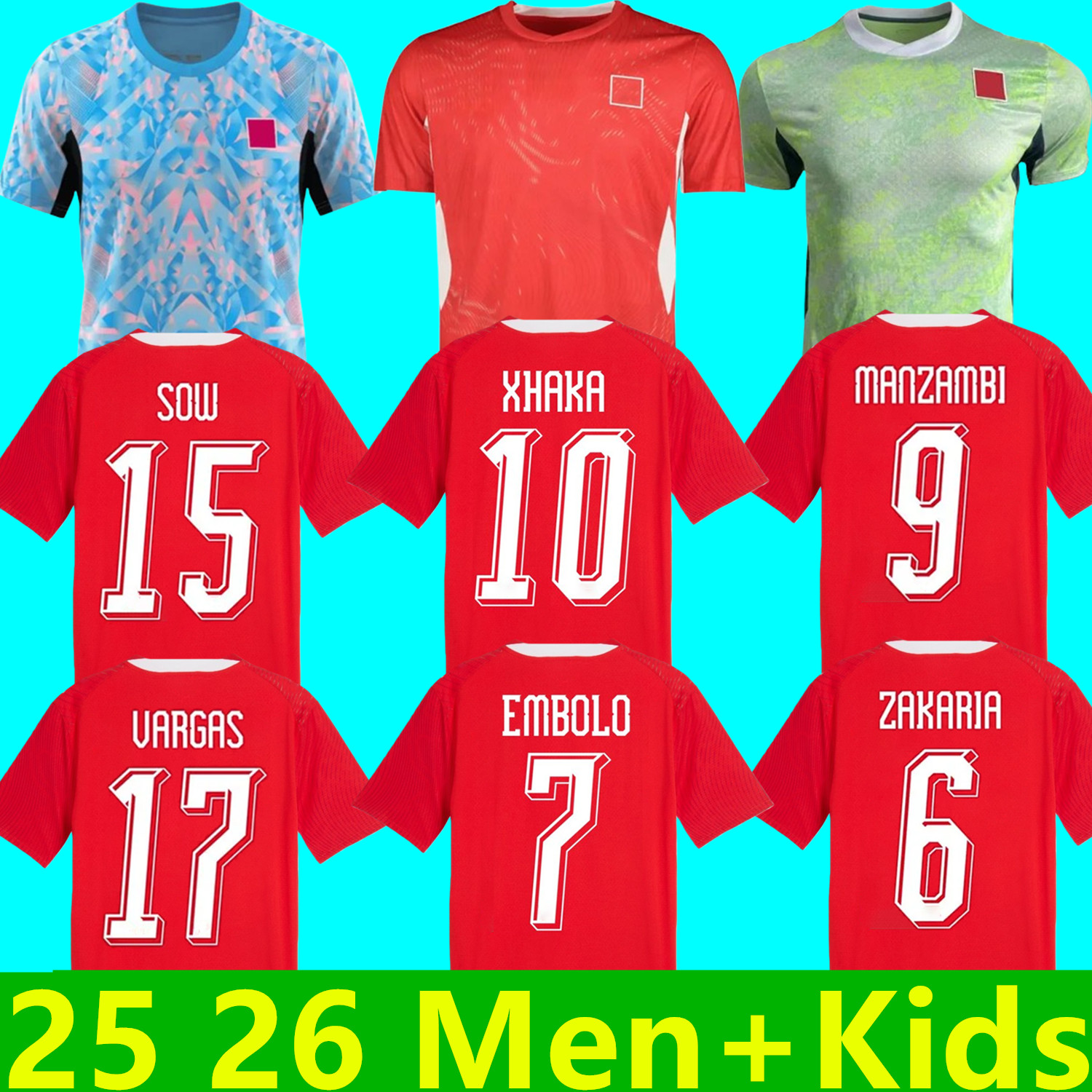 2026 World Cup National Team Switzerland 2025 2026 Soccer Jerseys ELVEDI Embolo FREULER SEFEROVIC XHAKA STEFFEN ZAKARIA home away 25 26 Football shirts mens kids kit