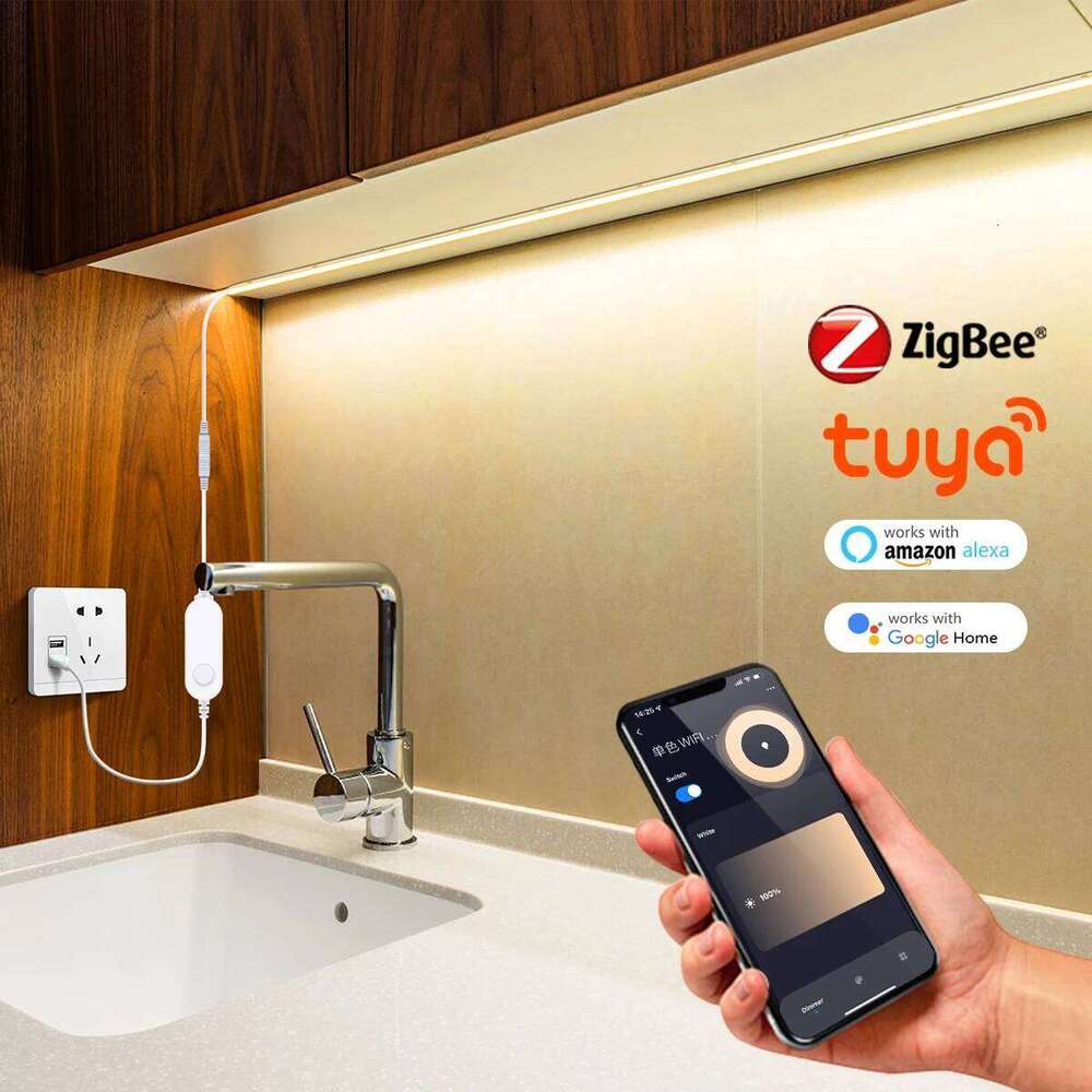 Zigbee 3.0 COB LED Strip Light USB 5V Tape Ribbon Lamp Dimmable Work With Alexa Google Home Z260206