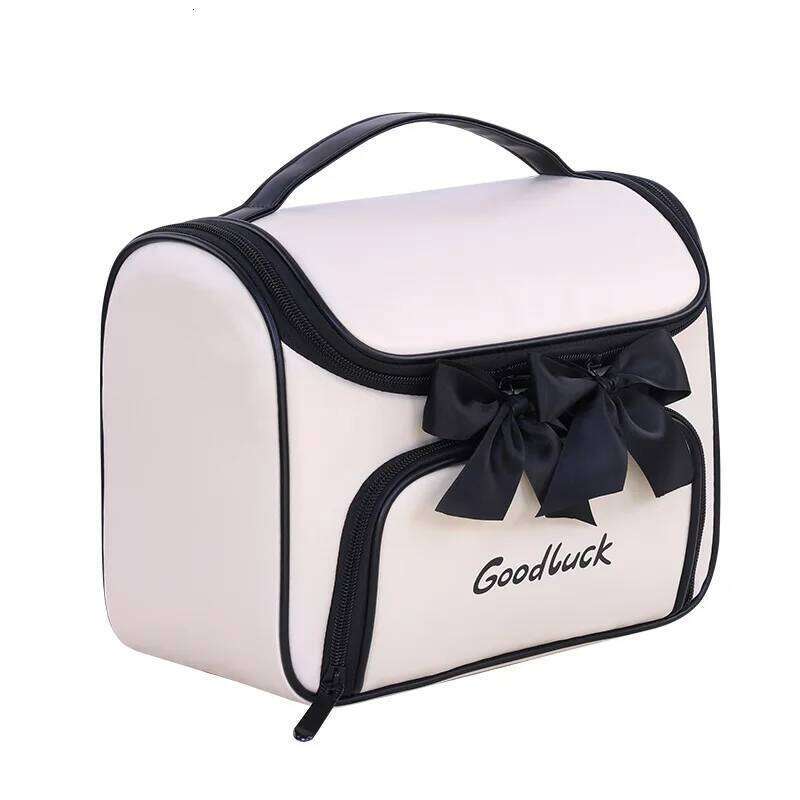 New Makeup Portable PU Leather Cosmetics Organizer Large Capacity Storage Travel Essential Women's Bag Y260206