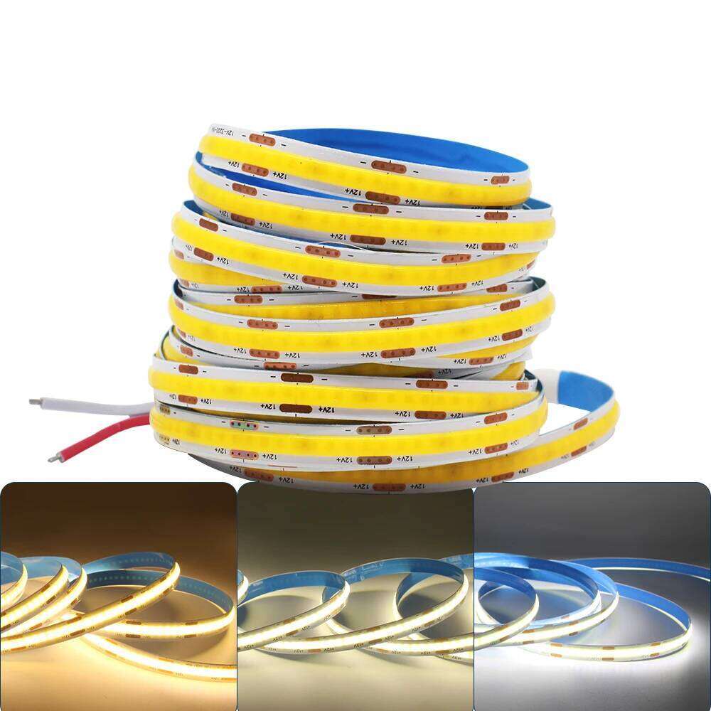 320LEDs/M 5M DC 12V COB Strip Lights FCOB Flexible LED Bar Tape Ribbon Linear Dimmable Stripe Lamp for Room Decoration Z260206