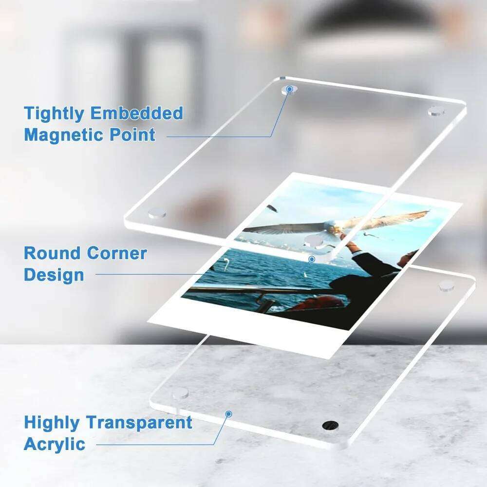 Acrylic Magnetic Picture Frame 20 Pack 2.36x3.54 Inches Mini Polaroid Fridge Magnet Frames, Double Sided Clear Refrigerator Pho S260205