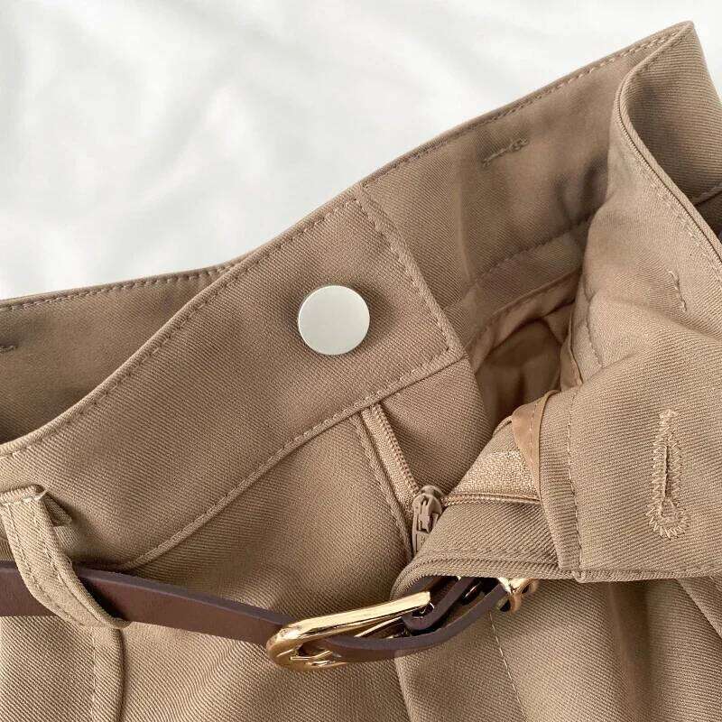 ITOOLIN Chic Slim Suit With Belted Casual High Waist A-line Office Shorts Vintage Women Straight Trousers Summer XJ260206