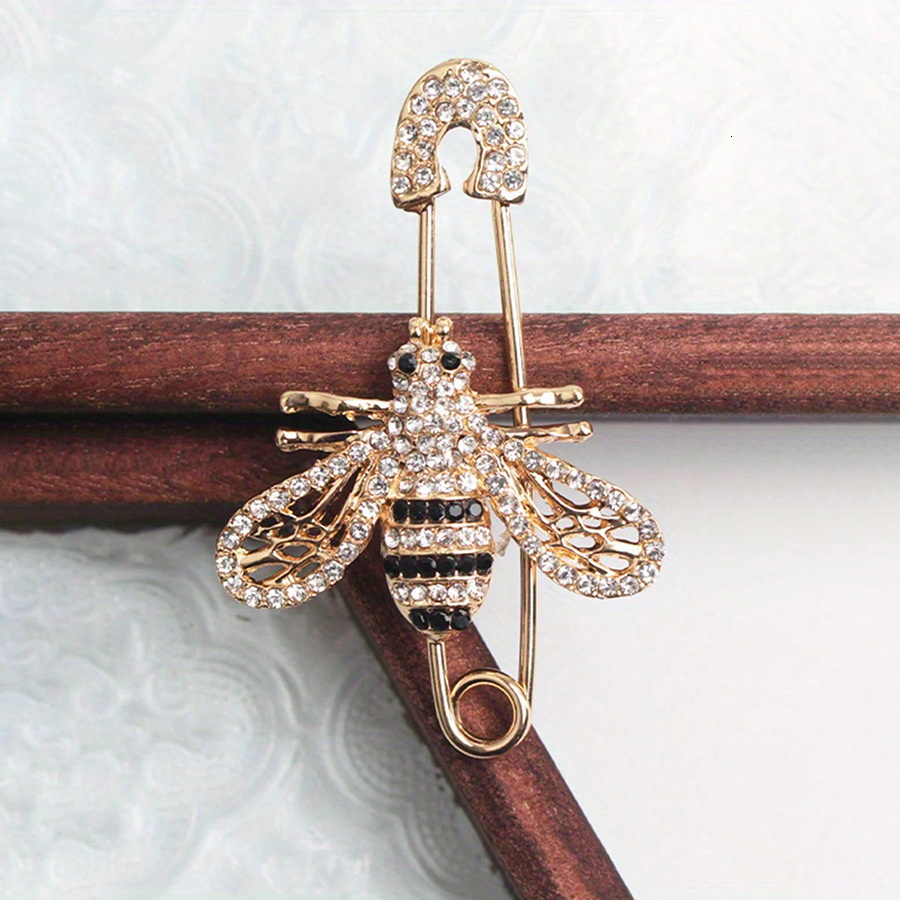 Korean Style Rhinestone Elegant Hollow Bee Brooch - Jacket, Suit, Scarf Pin Accessory