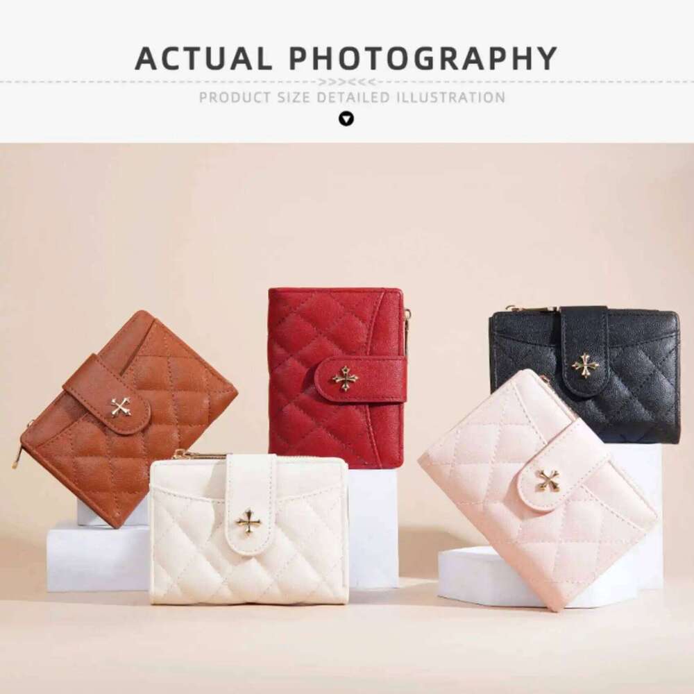 Four-Leaf Clover Quilted Zipper Coin Purse Bifold Women's Short Wallet Multi-Functional Fashion Casual Multi-Slot Card Holder Y260206