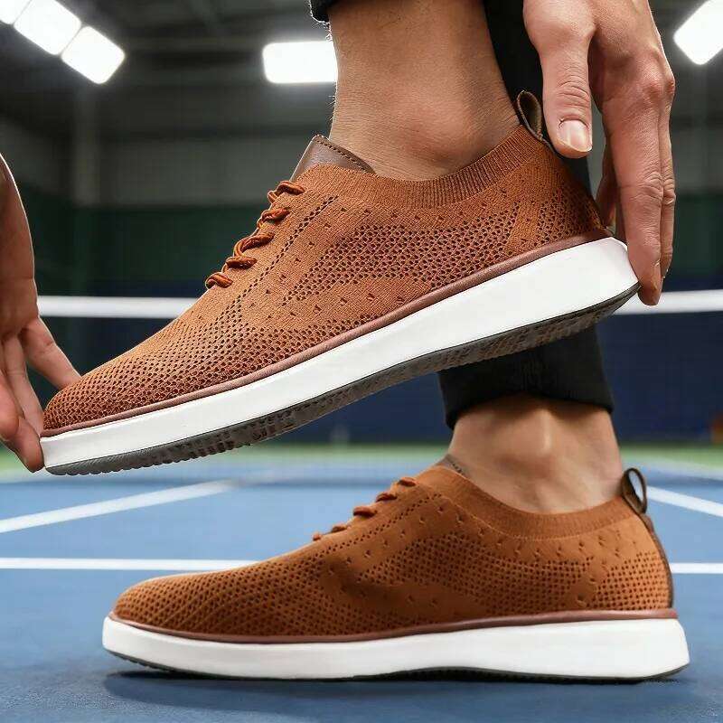 Versatile Men's Breathable Mesh Casual Shoes Lightweight Comfortable Footwear Match Urban Commute Knit Sneakers