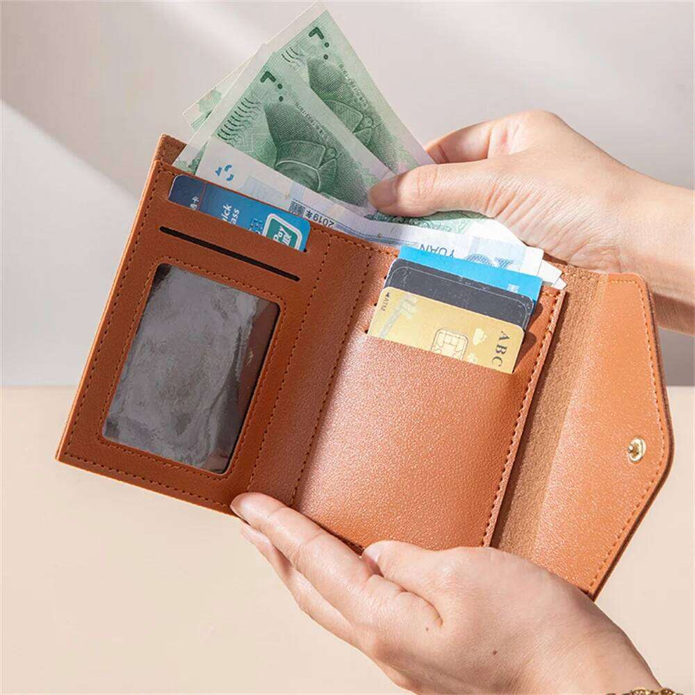 New Folding Envelope Cover Portable Holder Small Coin Purse Short Mini Wallet Women'S Ultra-Thin Credit Card Case Y260206