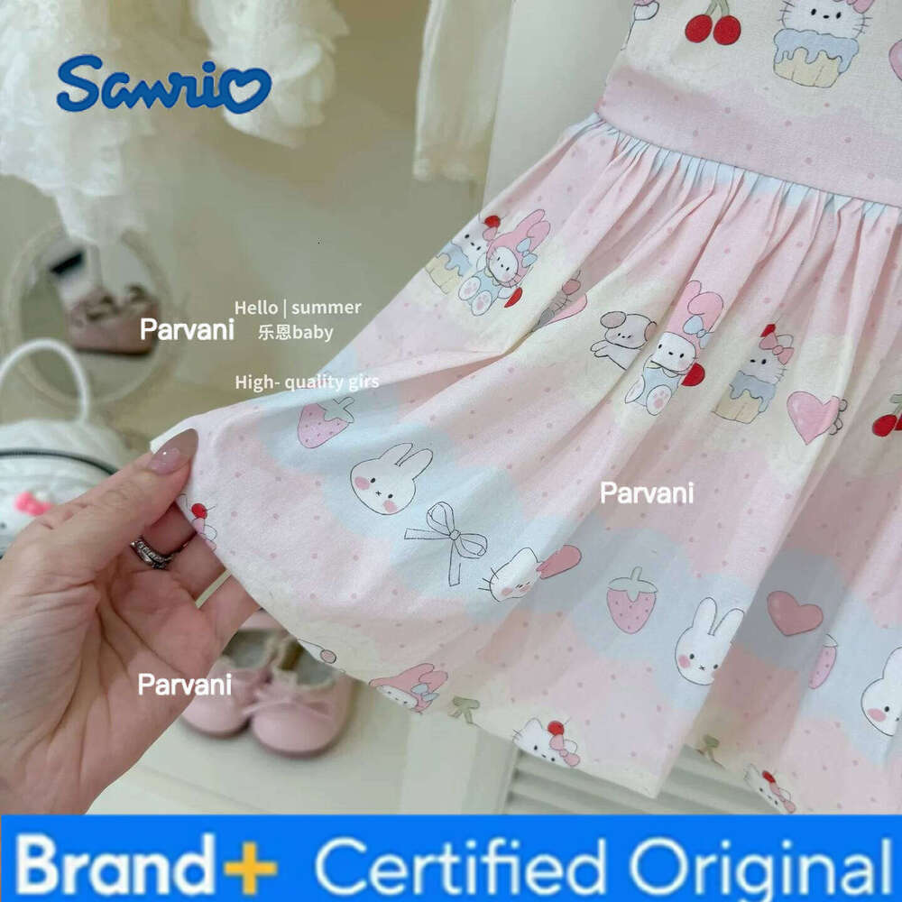 Sanrio Hello Kitty Anime Children Cartoon Princess Doll Collar Kawaii Summer Sweet Fashion Korean Version Dress H260206 - view 4