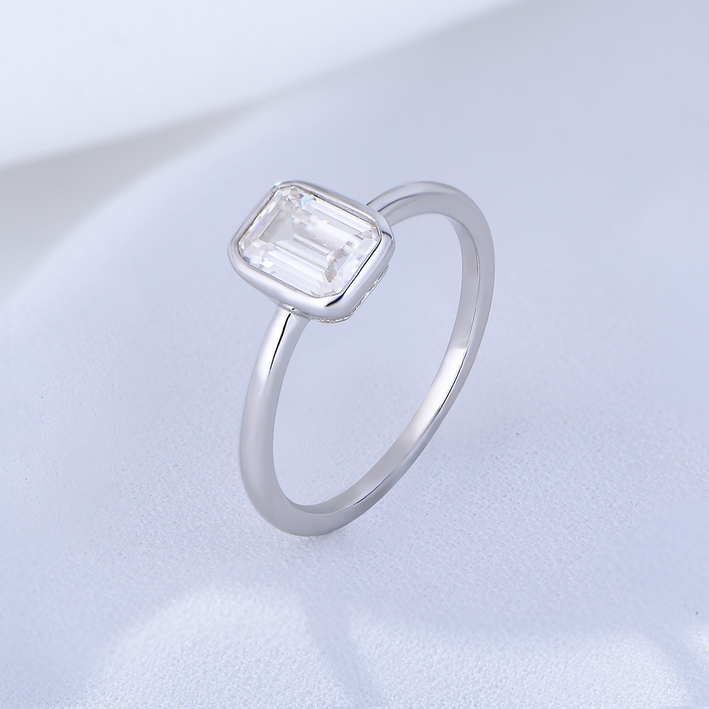 Hot-Selling Fashion Versatile INS Style Niche Light Luxury 925 Sterling Silver Square Zircon Tail Ring