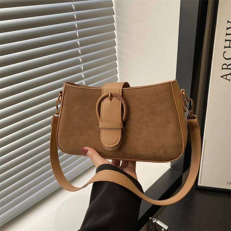 Faux Suede Underarm Zipper Fastener Fashionable Shoulder Cross Body Bags for Woman Small Square Bag, Suitable Daily Outfit Y260205