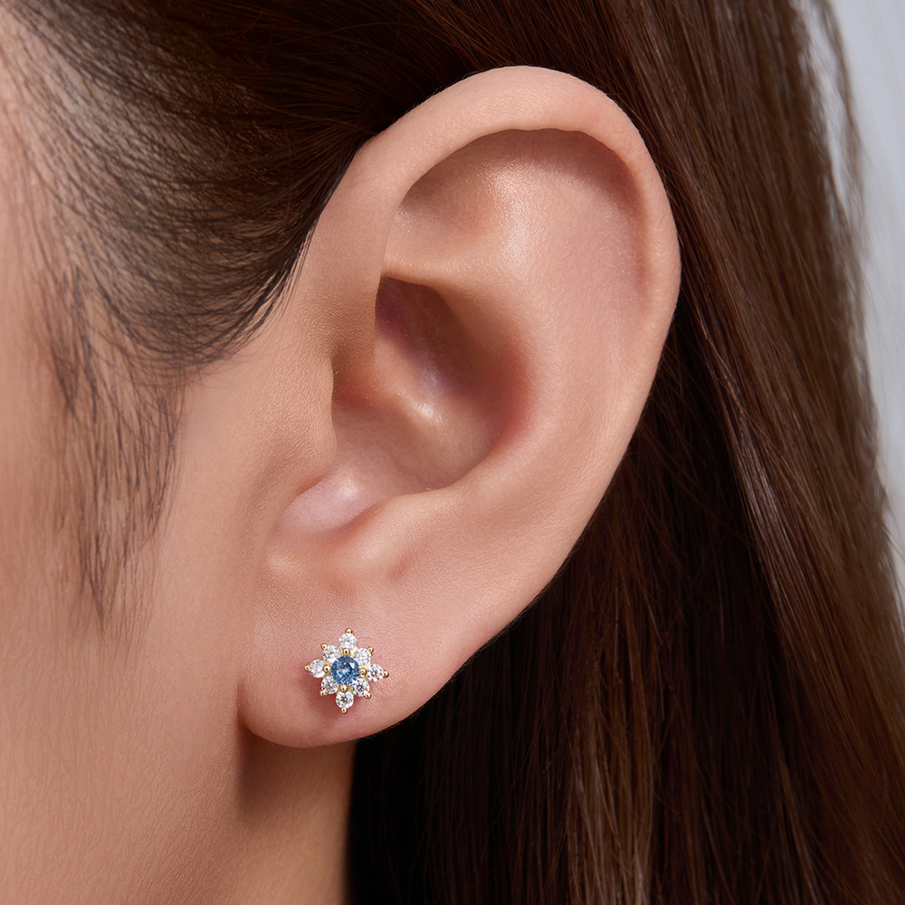 jewelry, fresh floral diamond-studded for women, s925 sterling silver, elegant micro-inlaid zircon flower earrings