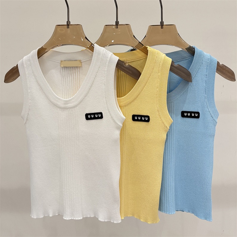 Women Sexy Designer Knit Vest Luxury Slim Fit Knit Tank Top Spring Summer Beach Vacation Party Versatile Knit Tee