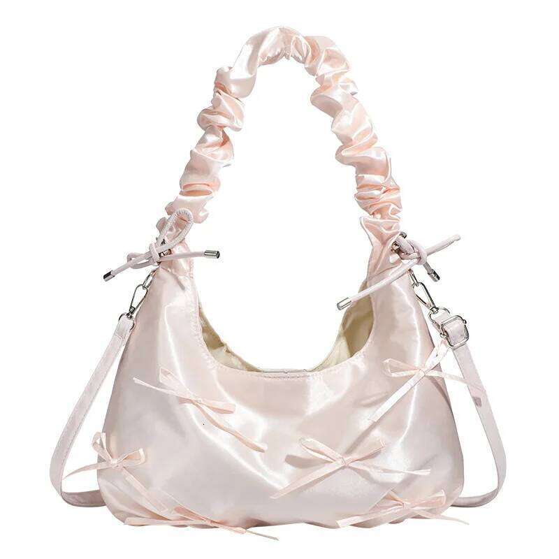 Korean Style Sweet Bow Temperament Handbag Cute Versatile Folded Crossbody New Women's Single Shoulder Bag Underarm Pack Y260205