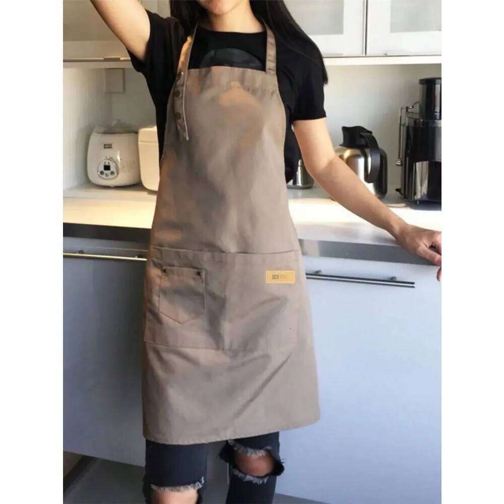 Fashion Canvas Kitchen Aprons Woman Men Chef Work Apron For Grill Restaurant Bar Shop Cafes Beauty Nails Studios Waiter S260205 14b