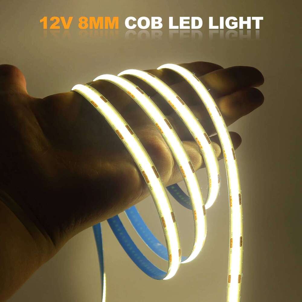 12V 24V COB Strip Light 8MM 320Leds/M High Density Linear Lighting 5M 10M Flexible Ribbon Rope LED Tape for Room Decoration Z260206