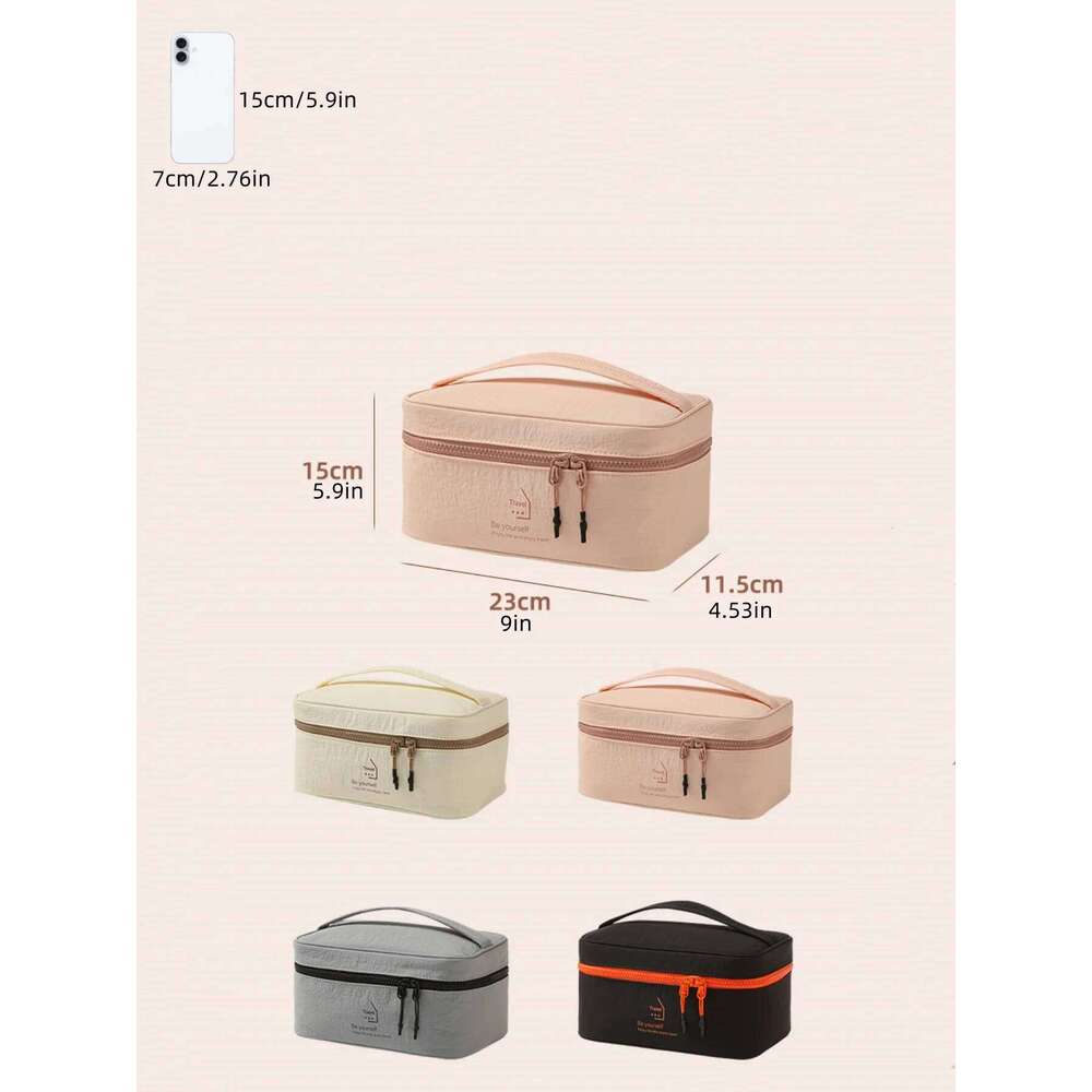 Taslon Portable Square Large Capacity Makeup Skincare Travel Storage Bag, Convenient to Carry Y260206