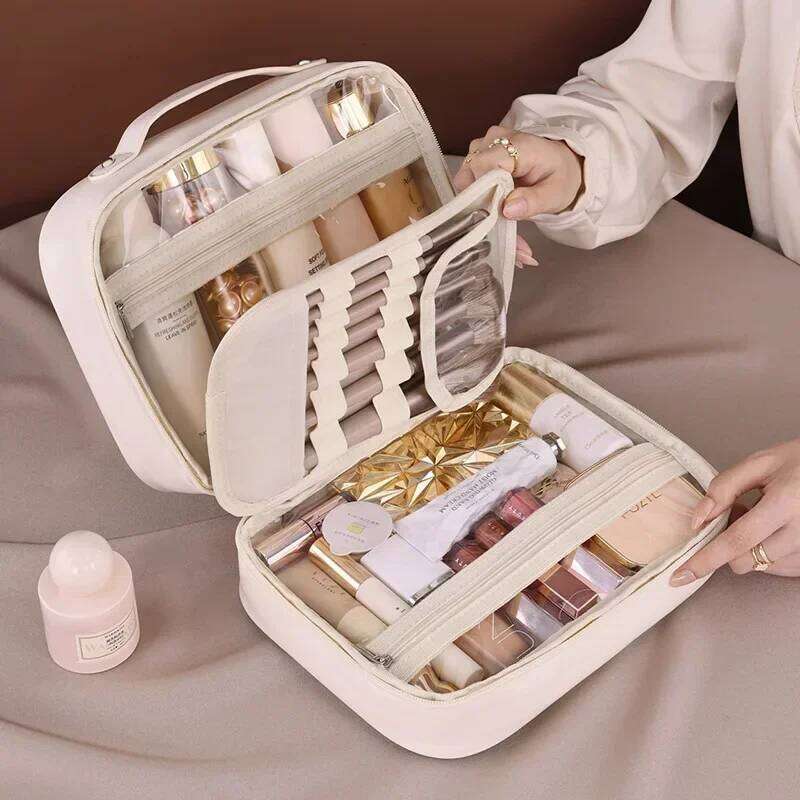 New Women's Makeup Bag Large Capacity Multi-Layer Cosmetic Organizer Stylish Premium Pencil Case Travel Essentials Y260206