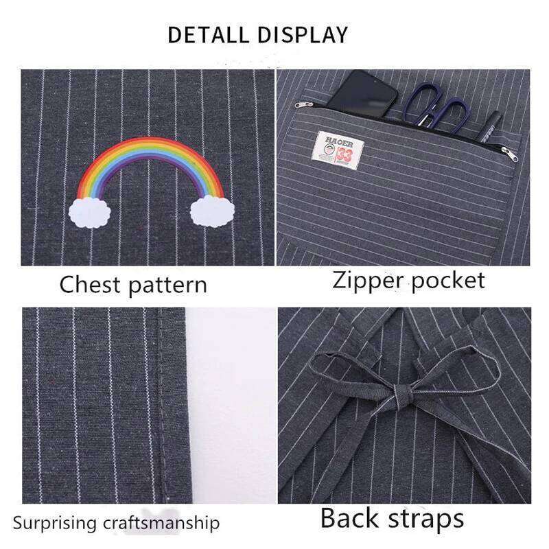 Kitchen Oil Aprons Striped Zippered Cotton With Straps Breathable Apron Women's Dirt Resistant Work Clothes S260205