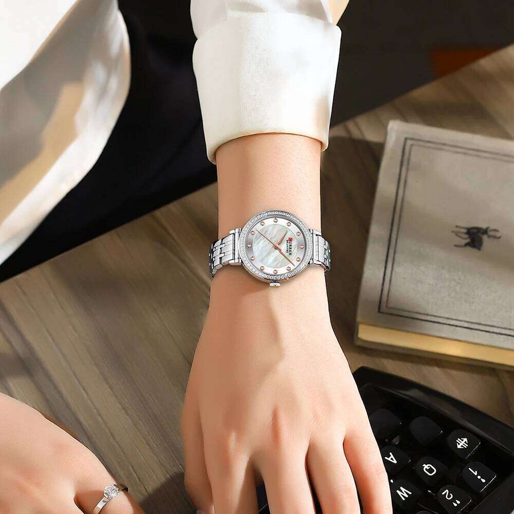 CURREN Top Brand Simple Fashion Quartz Stainless Steel Classic Elegant Diamond Waterproof Ladies Watch Reloj Mujer Z260206