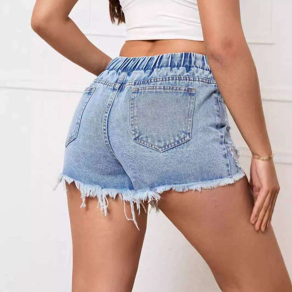 Ripped Raw Denim Shorts for Women Fashion A-line Hem Female Summer Hot Pants Streetwear Blue Clothing Skinny Sexy Retro Leisure H260206