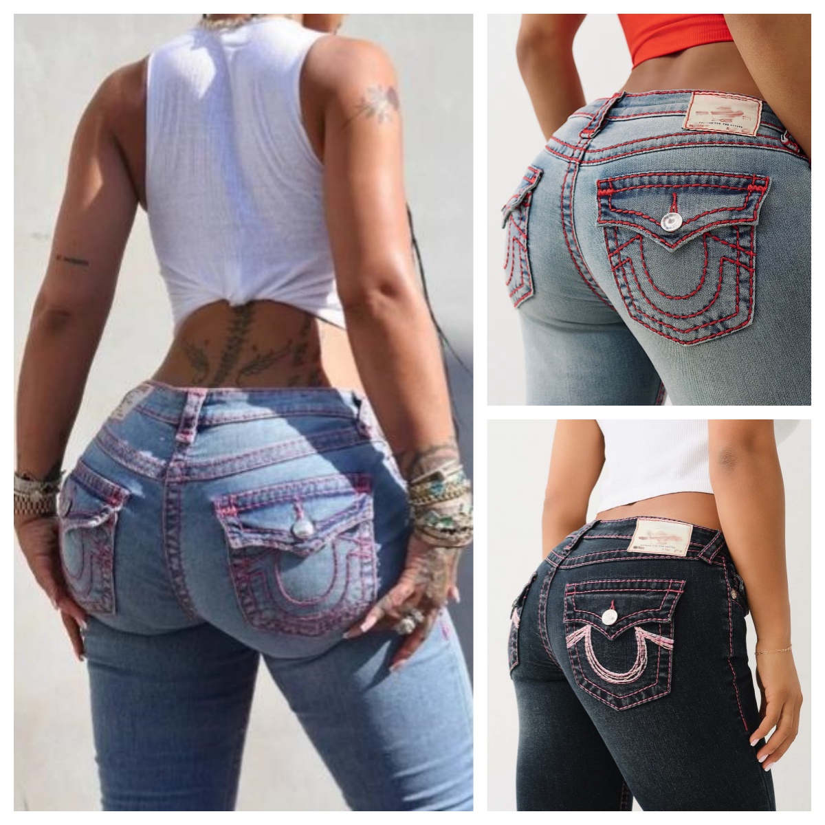 Women's Designer Retro Embroidered Jeans Fashion Sexy Low Rise Skinny Vintage Jeans Slim Fit Line Graphic High Street Denim Pants