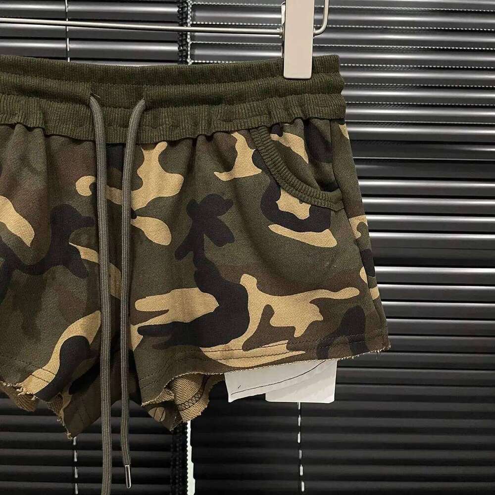 High Waist Camouflage Women's Summer New Fashion Drawstring Hip-wrapped Casual Shorts C260206