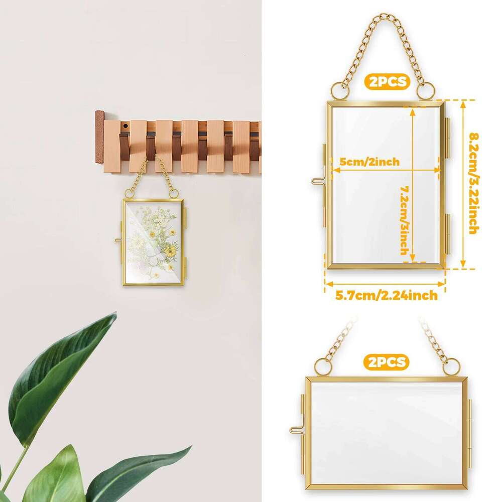 Mini embossed DIY small plant specimen art clip transparent glass metal photo frame set S260205