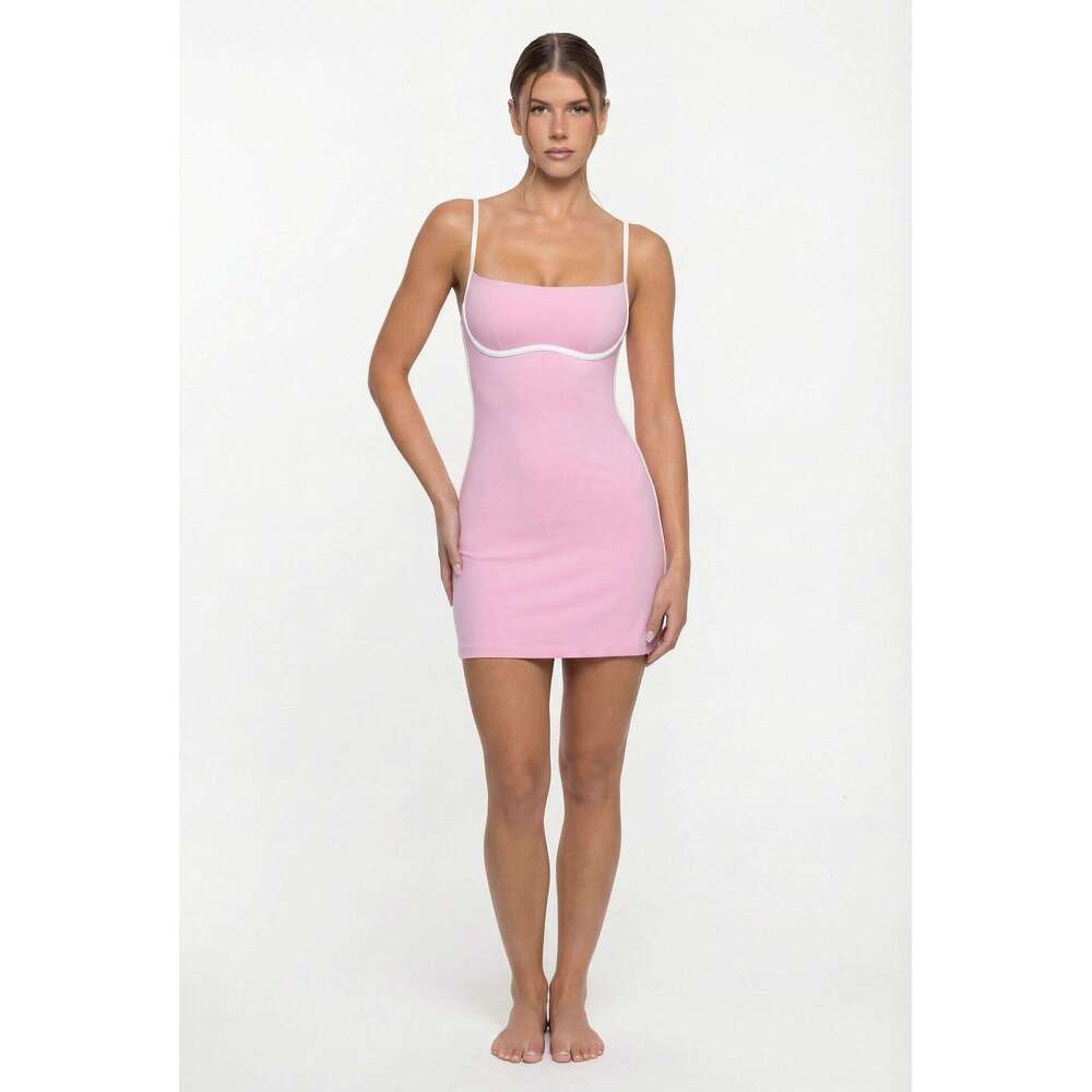 Sports Color-Block with Chest Pad Lining, Tennis Skirt for Women, Golf, Running, Fitness, Thin and Quick-Dry