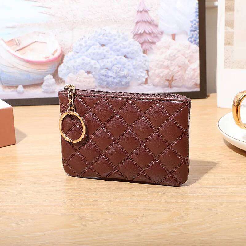 Key Storage Bag High Quality Women Mini Coin Purse Luxury Designer Plaid Leather Small Zipper Wallet New Vintage Keychain Y260206