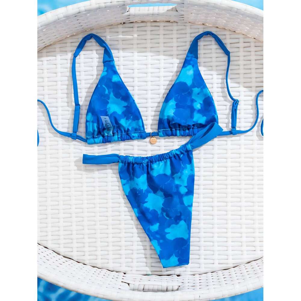 "2025 New Triangle Bikini Set - Floral Print Push Up Swimsuit & Brazilian Bottoms" XJ260206