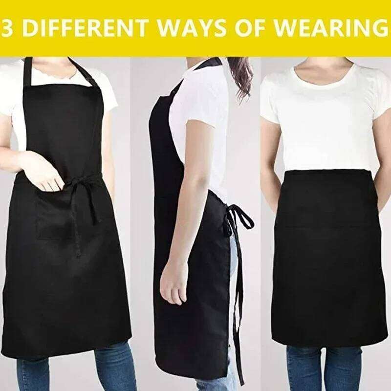 Adjustable Cooking Unisex Household Solid Color Chef Waiter Barbecue Hairdresser Adult Pocket Apron Kitchen Supplies Tool S260205 2fc