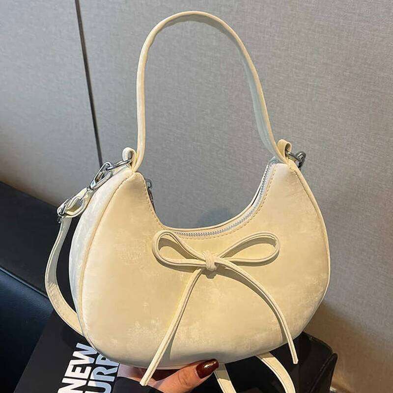 Summer Fashion Bow Small Square For Women New Fashionable PU Leather Crossbody Handbag Solid Versatile Single Shoulder Bag Y260205